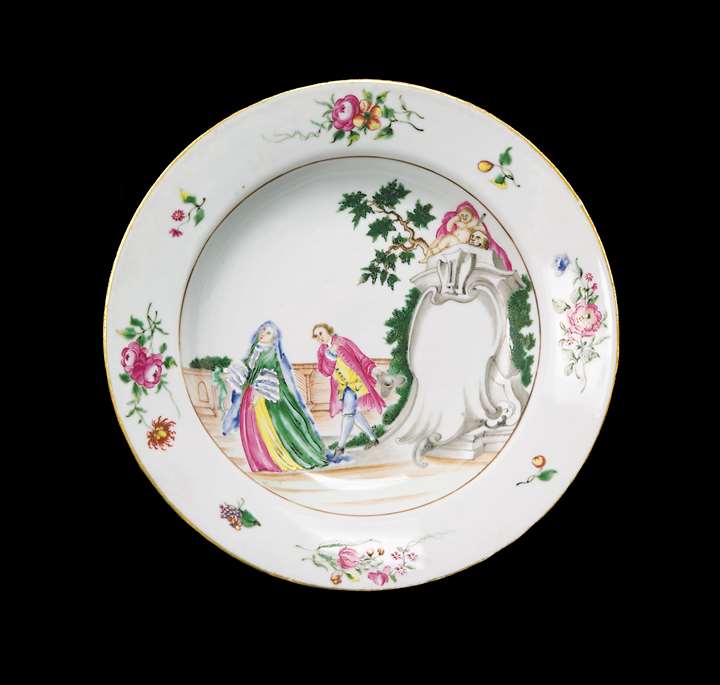 Chinese export porcelain european subject soup plate